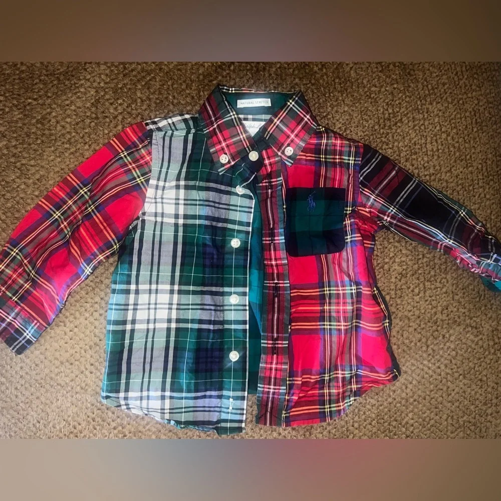 Ralph Lauren boys mixed plaid button down shirt size 9 months holiday classic